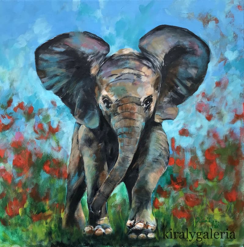 Babaelefánt a virágok között