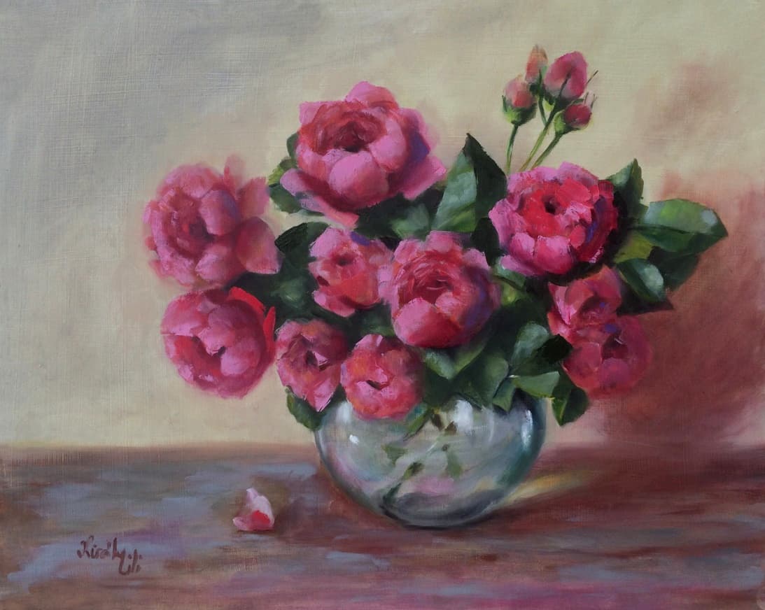 Rózsák üvegvázában